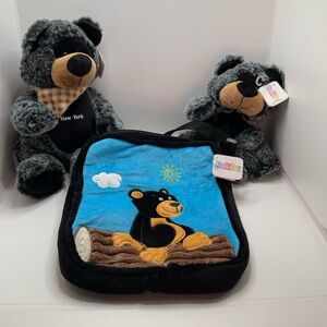 Dollibu Lot of 3 Black Bear Hand Puppet Bear & Bag